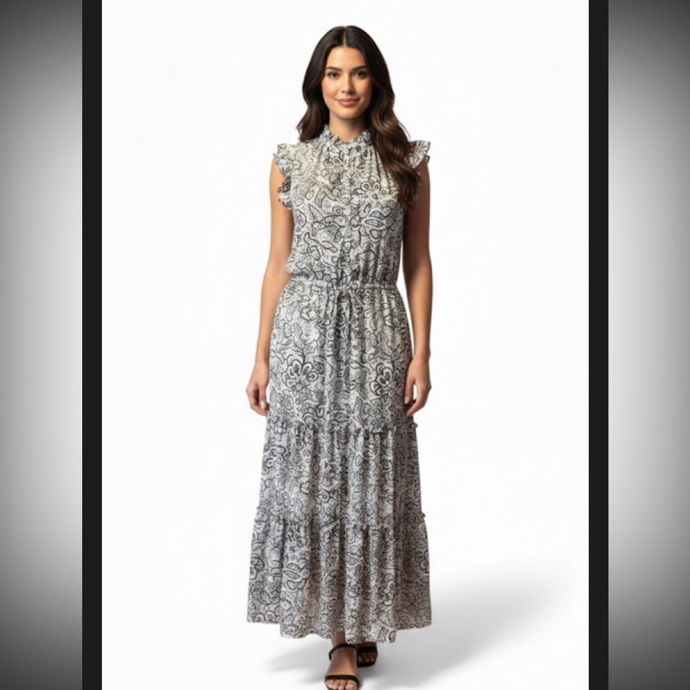 Who What Wear Black and White Maxi Dress small